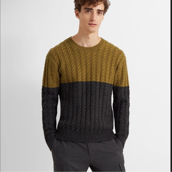 Club Monaco Other - CLUB MONACO Modern Cable Crew Two-tone Lambswool